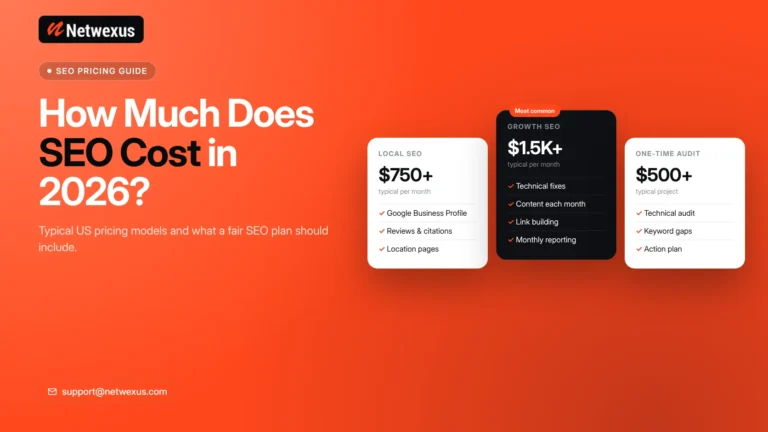 SEO pricing cards for local SEO, growth SEO and one-time SEO audit
