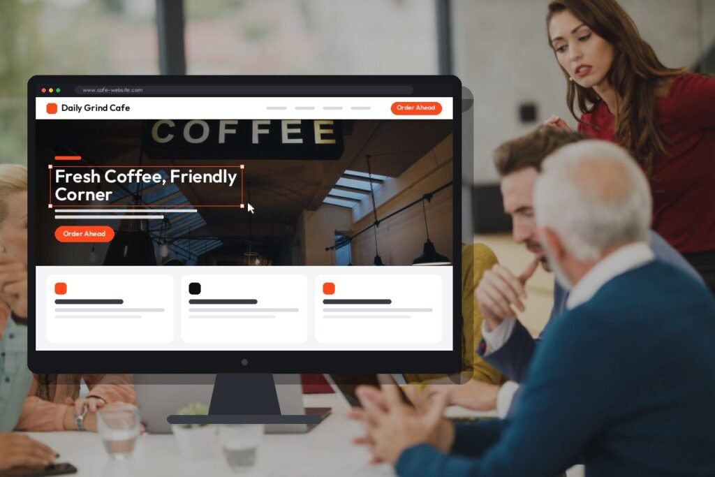 Netwexus team designing a cafe website