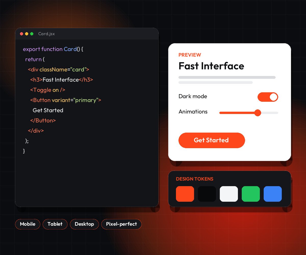 Front-end development: React component code and the rendered interface