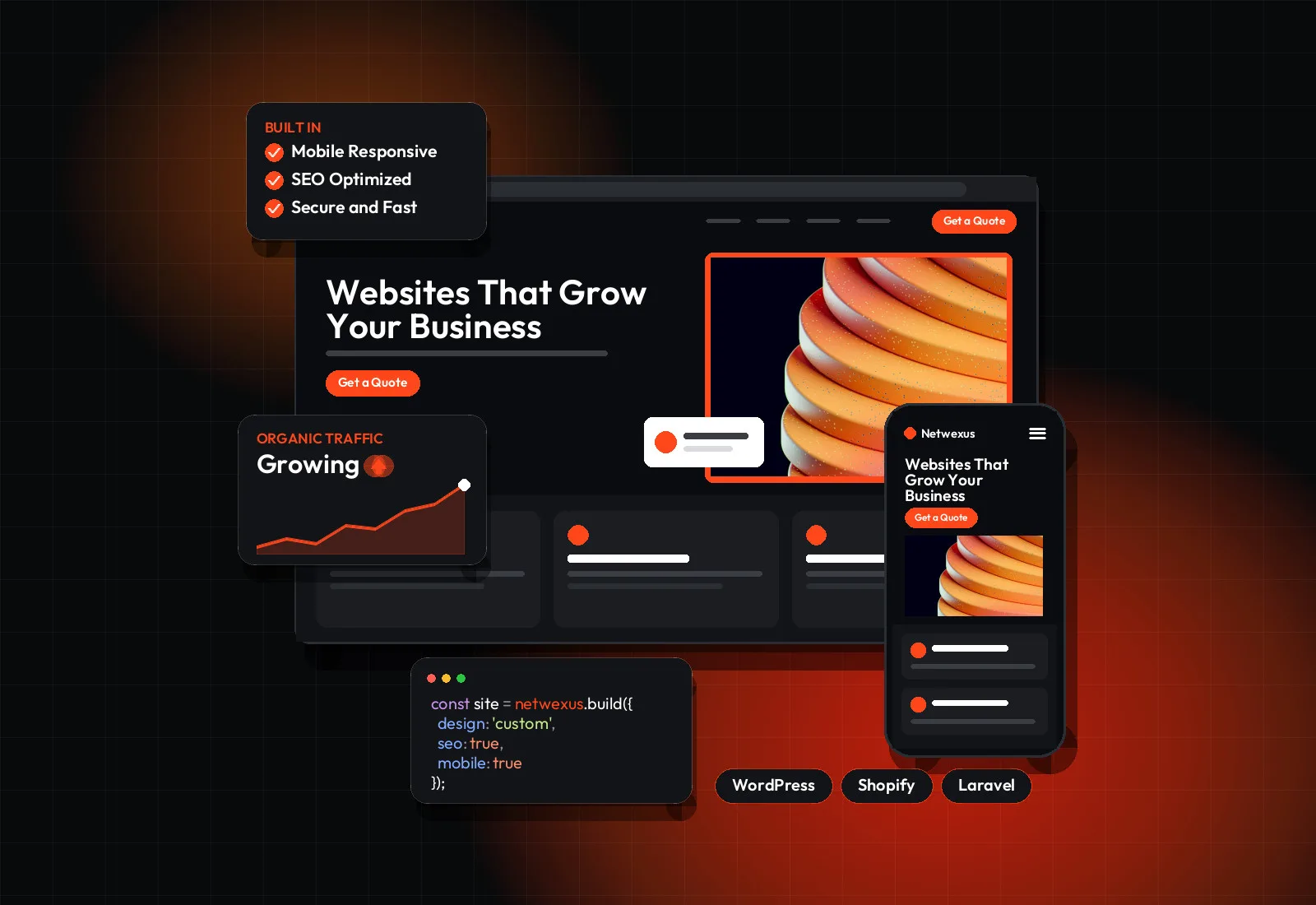 Custom website design and development by Netwexus shown on desktop and mobile