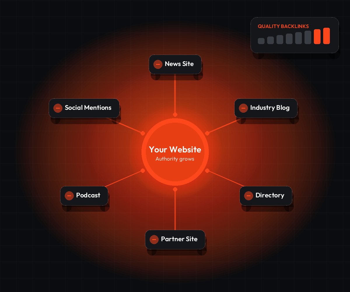 Off-page SEO backlinks from news sites, blogs and directories building website authority