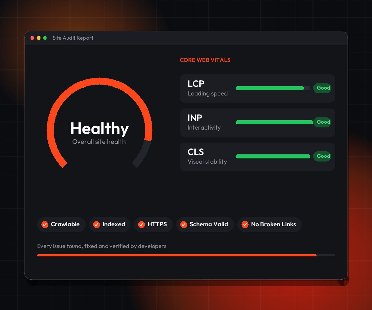Technical SEO site audit with site health and Core Web Vitals